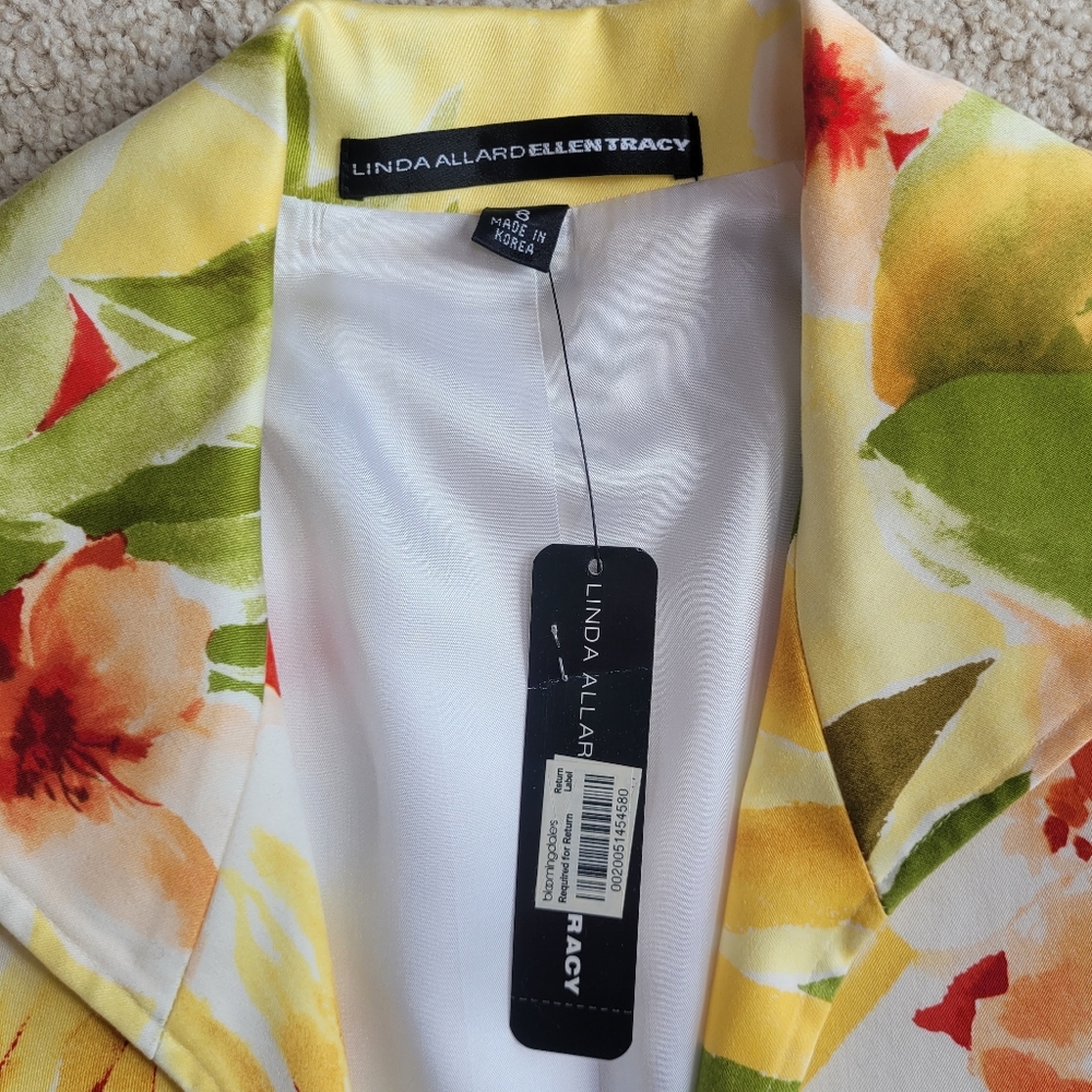 *NWT* Linda Allard Ellen Tracy Lightweight Tropical Floral Blazer Jacket Size 8 - Picture 5 of 10